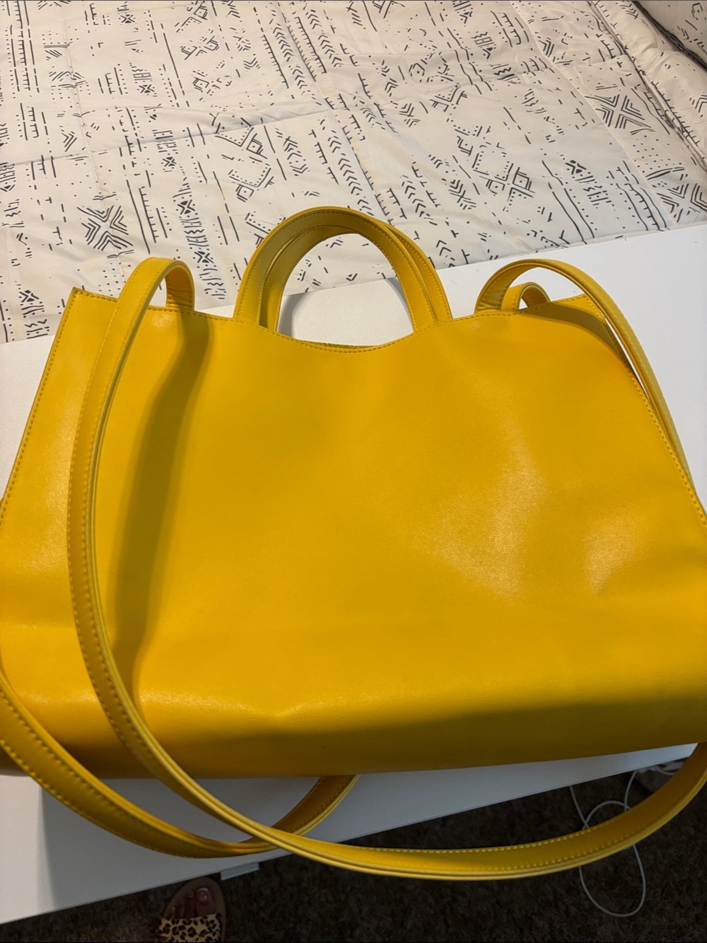 Telfar Yellow Logo-Embossed Leather Tote - Picture 7 of 9
